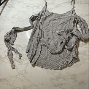 BCBG MAXAZRIA Long sleeve tie blouse